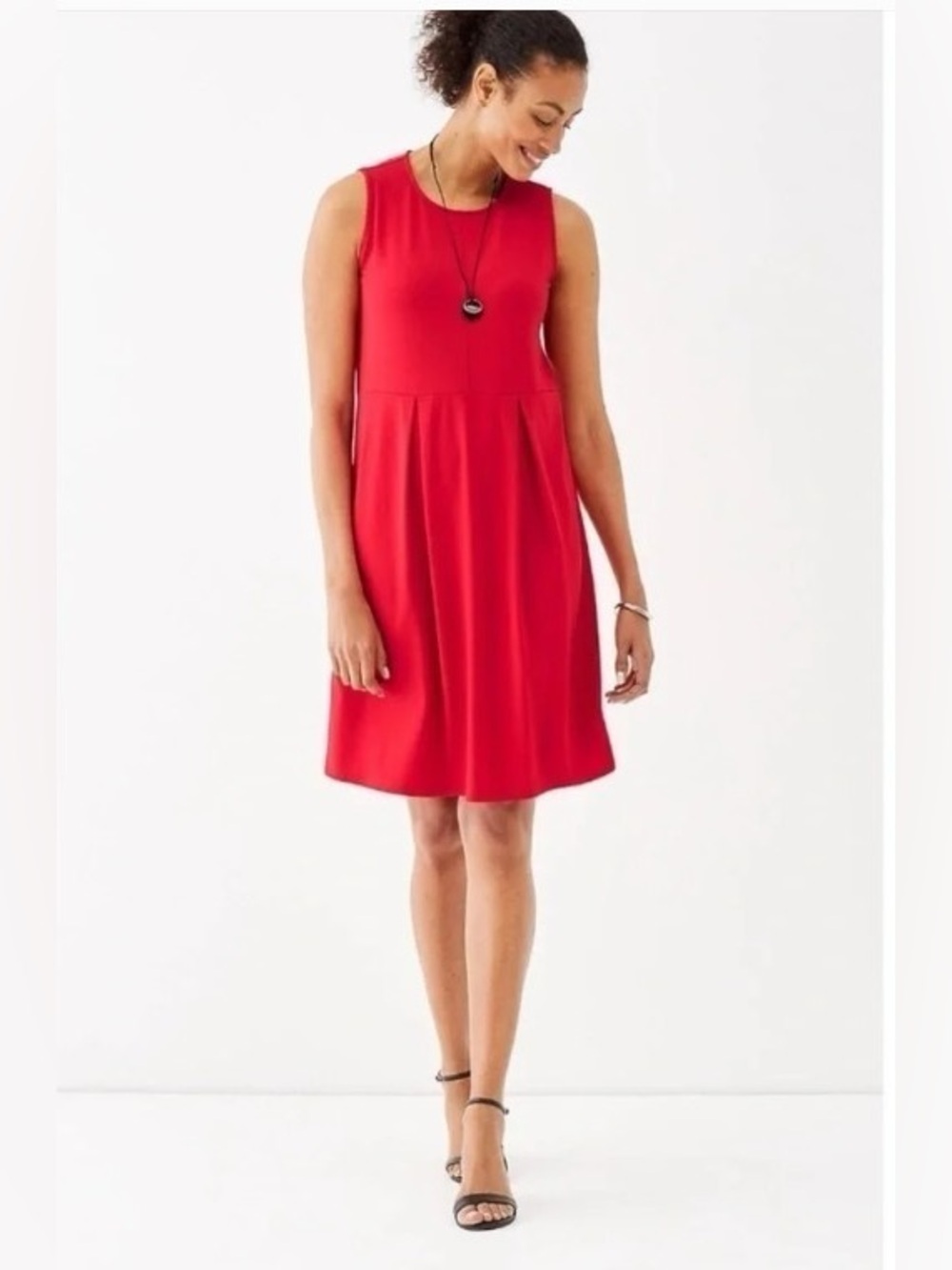 J. Jill Wearever Pleated Sleeveless Dress Small Tall